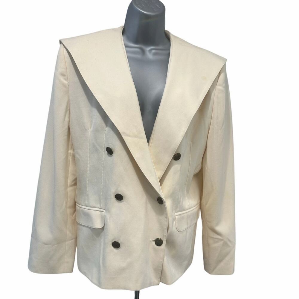 Marshall Field Country Shop Vintage Ivory Double Breasted Blazer 100% Wool-New